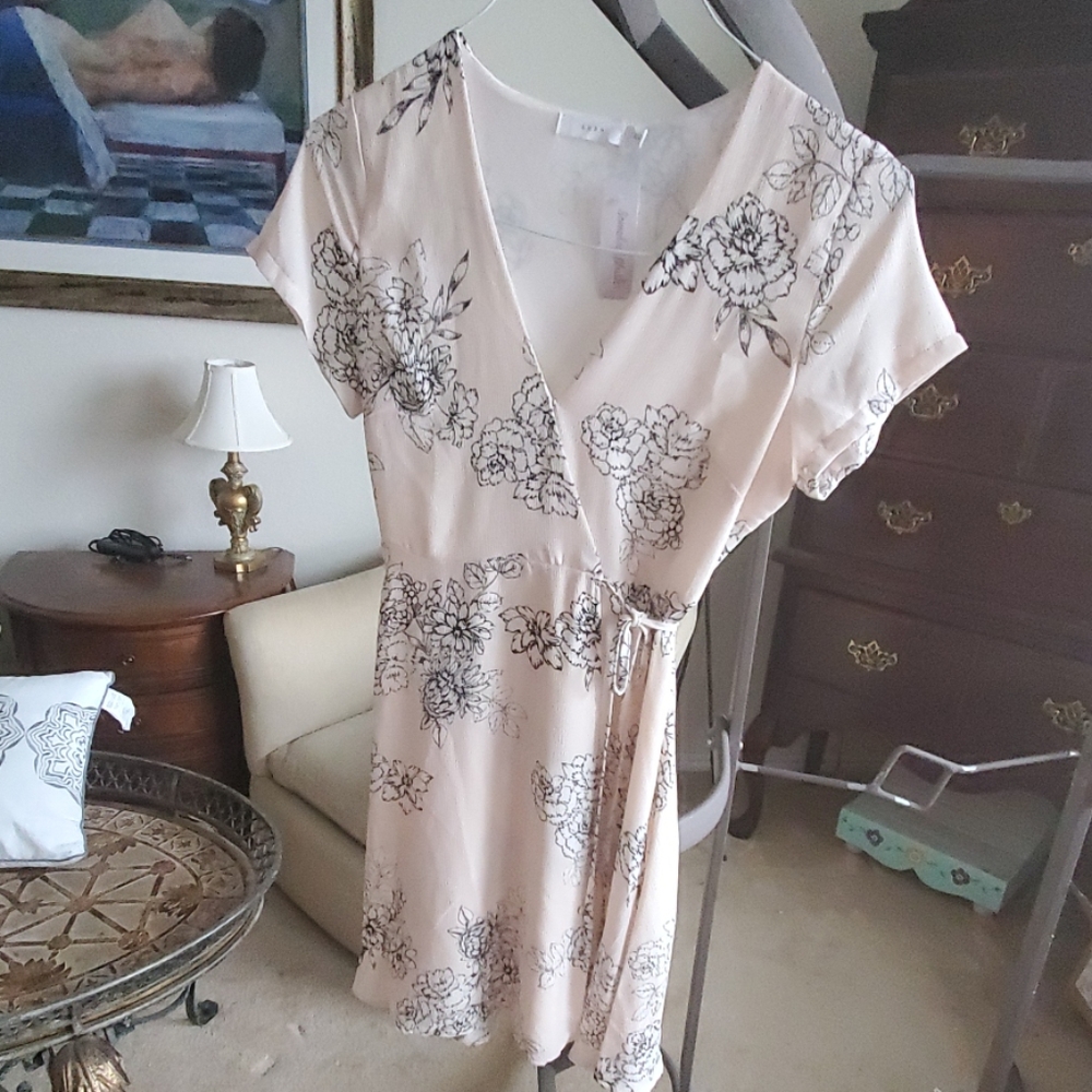 Beautiful light pink floral fit and flare dress